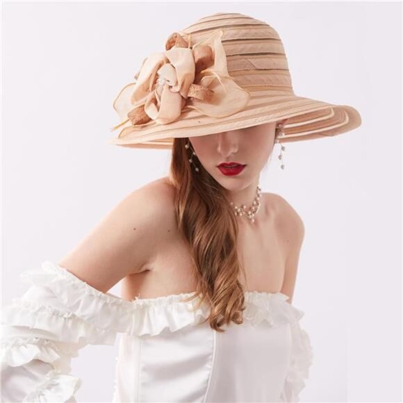 Kentucky Derby Hats - Organza Hat Fascinator Hat Khaki main image 6